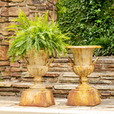 Park Hill Fluted Metal Urn with Pedestal ECM06204