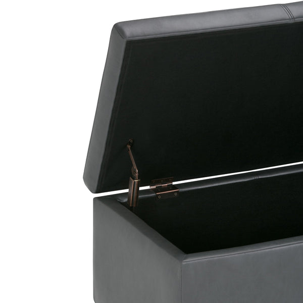 English Elm Avalon Storage Ottoman Bench - Versatile Stone Grey Faux Leather With Hidden Storage & Comfort B136P158645