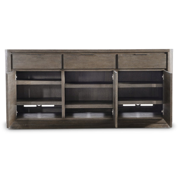 Bernhardt Bernhardt Outline Buffet In Wire-Brushed Oak, 72" Casual Modern Sideboard With Soft-Close Drawers And Textured Aluminum Pulls 360132
