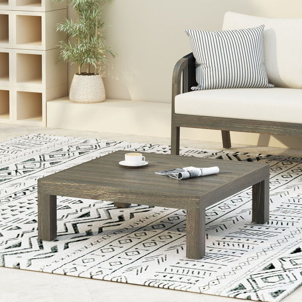 English Elm Oana/brava Solid Acacia Outdoor Coffee Table Square Slat Top Patio Deck Lounge 64496.00GRY