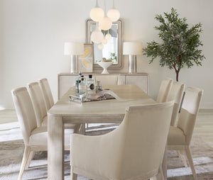 Hooker Furniture Modern Mood Leg Dining Table With Alabaster Diamond Finish, Pewter Accents, Extendable To 110" Light Brown 6850-75200-80