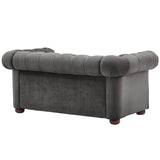 Homelegance By Top-Line Pietro Tufted Chesterfield Loveseat Dark Grey Velvet