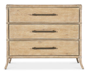 Hooker Furniture Retreat Rattan Chest With Three Self-Closing Drawers, Two-Tone Dune & Seagrass Finish, Coastal Style Light Wood 6950-90017-80