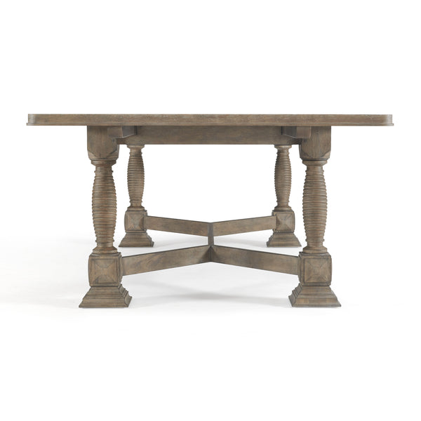 A.R.T. Furniture Reforma Trestle Dining Table - Extendable 84-128" Plank Surface, Rustic Oak Finish, Seats 8 Comfortably Brown Parawood Solids,Random Match Flaky Oak Veneers 324238-2358
