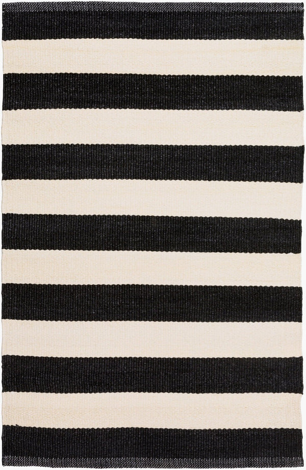 Livabliss Picnic Hand-woven Pvc Outdoor Flatweave Rug for Patios Decks and Backyard Spaces Black, Cream 2' x 3' PIC4005-23