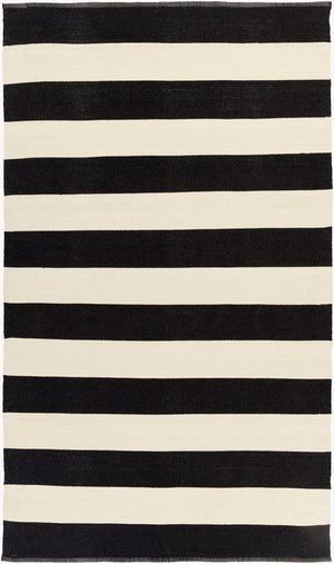 Livabliss Picnic Hand-woven Pvc Outdoor Flatweave Rug for Patios Decks and Backyard Spaces Black, Cream 5' x 8' PIC4005-58