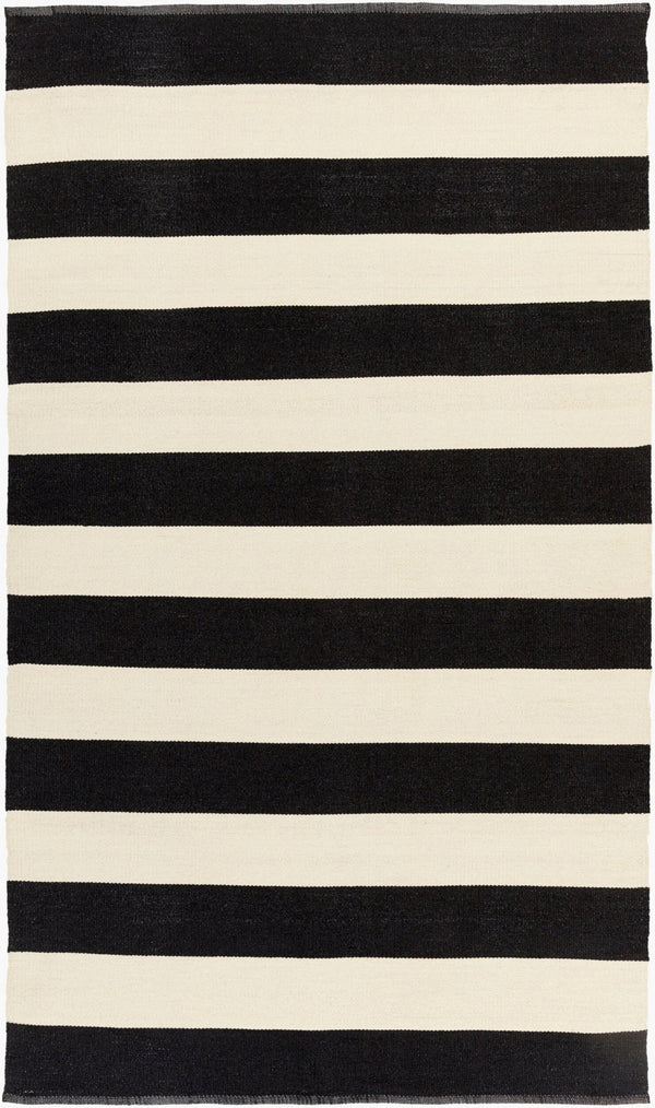 Livabliss Picnic Hand-woven Pvc Outdoor Flatweave Rug for Patios Decks and Backyard Spaces Black, Cream 5' x 8' PIC4005-58