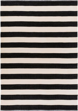 Livabliss Picnic Hand-woven Pvc Outdoor Flatweave Rug for Patios Decks and Backyard Spaces Black, Cream 8' x 11' PIC4005-811