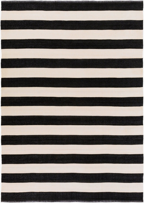 Livabliss Picnic Hand-woven Pvc Outdoor Flatweave Rug for Patios Decks and Backyard Spaces Black, Cream 8' x 11' PIC4005-811