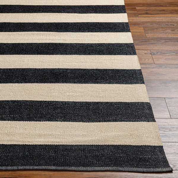 Livabliss Picnic Hand-woven Pvc Outdoor Flatweave Rug for Patios Decks and Backyard Spaces Black, Cream 2' x 3' PIC4005-23