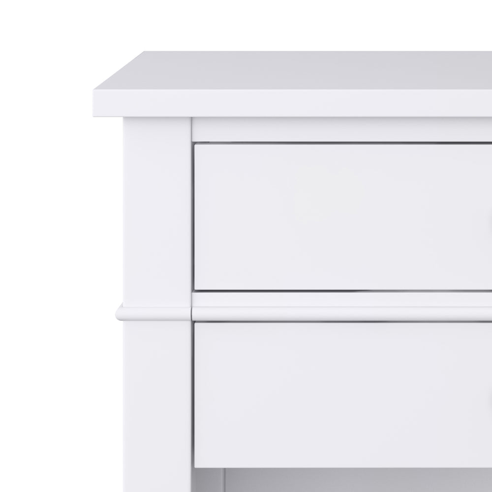 English Elm Carlton Handcrafted White Bedside Table With Storage - Stylish Nightstand For Any Room Décor B136P158575