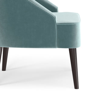 English Elm Harrah Velvet Accent Chair with Tufted Channel Back and Solid Rubberwood Legs, Mid-Century Flair Light Blue B136P158680