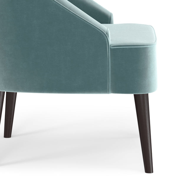 English Elm Harrah Velvet Accent Chair with Tufted Channel Back and Solid Rubberwood Legs, Mid-Century Flair Light Blue B136P158680