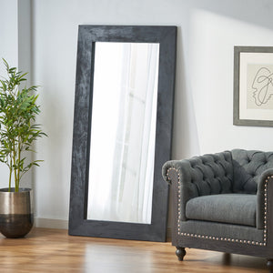 English Elm Christopher Knight Home® - Wood Ramsay Rustic Handcrafted Mango Wood Full-Length Standing Mirror — Tempered Glass, Black Finish, Durable Craftsmanship 71342.00