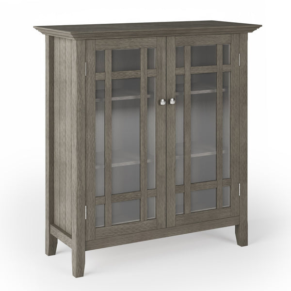 English Elm Bedford Medium Storage Cabinet - Handcrafted Farmhouse Grey With Glass Doors & Adjustable Shelves B136P158489