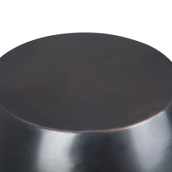 English Elm Flanigan Metal Accent Table with Handcrafted Honeycomb Drum Design in Antique Copper Finish, 19.5" H Black B136P158968