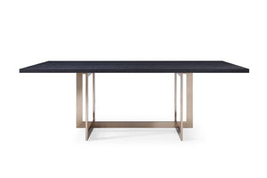 VIG Furniture Pike Textured Black Ash Dining Table With Sculptural Brass Base — Seats 6–8, Modern Tailored Centerpiece VGVCT8961W-BLK-DT