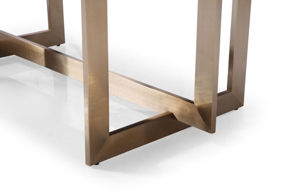 VIG Furniture Pike Textured Black Ash Dining Table With Sculptural Brass Base — Seats 6–8, Modern Tailored Centerpiece VGVCT8961W-BLK-DT