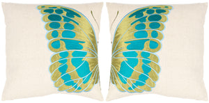 Safavieh Indra Blue Wing Pillow - Set of 2 Cream / Blue PIL817A-1818-SET2