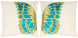 Safavieh Indra Blue Wing Pillow - Set of 2 Cream / Blue PIL817A-1818-SET2