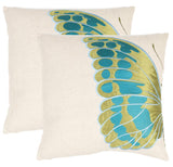 Safavieh Indra Blue Wing Pillow - Set of 2 Cream / Blue PIL817A-1818-SET2