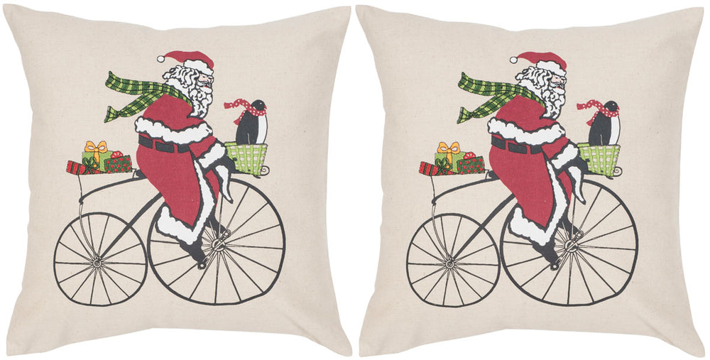 Safavieh Santa Cycles Pillow - Set of 2 Beige / Multi PIL956A-1818-SET2