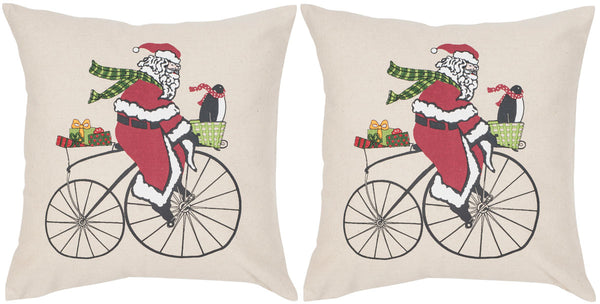 Safavieh Santa Cycles Pillow - Set of 2 Beige / Multi PIL956A-1818-SET2