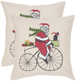 Safavieh Santa Cycles Pillow - Set of 2 Beige / Multi PIL956A-1818-SET2