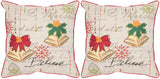 Safavieh Holiday Bells Pillow - Set of 2 Beige / Multi PIL957A-1818-SET2