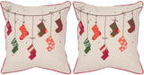 Safavieh Holiday Sotckings Pillow - Set of 2 Beige / Red PIL960A-1818-SET2