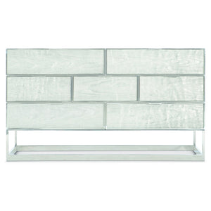 Bernhardt Bernhardt Parkhurst Dresser – High-Sheen White Lacquer, Polished Stainless Steel Frame, 7 Drawer Storage 382051