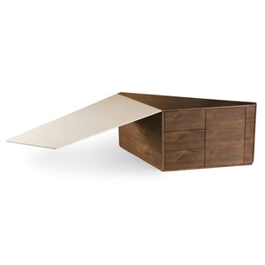 Vig Furniture Modrest Kerouac - Elegant Dark Walnut And Beige Leather L-shaped Desk For Modern Workspaces Walnut  Vgvc-bt2323