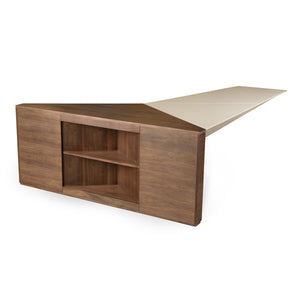 Vig Furniture Modrest Kerouac - Elegant Dark Walnut And Beige Leather L-shaped Desk For Modern Workspaces Walnut  Vgvc-bt2323