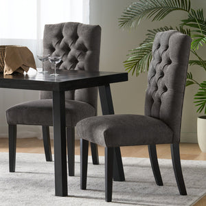 English Elm Harriet Tufted Crown Back Upholstered Dining Chairs Set of Two Formal Elegance 52322.00DGRY
