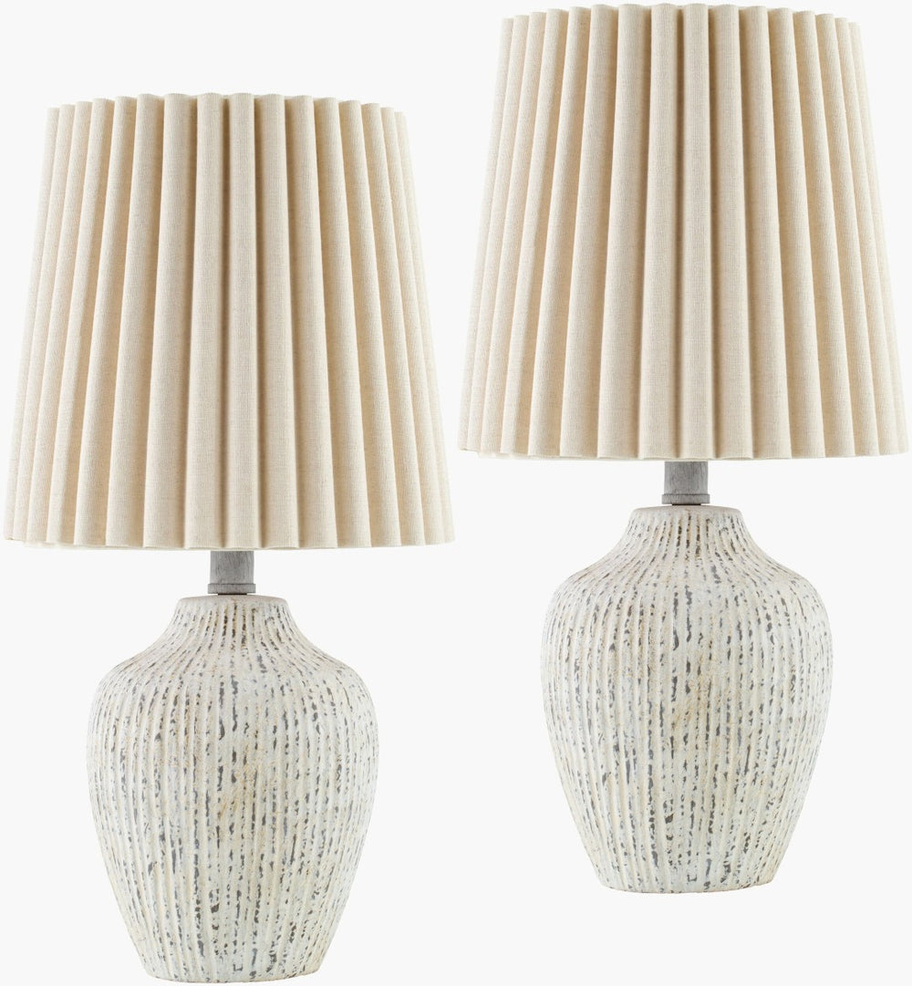 Livabliss Pines Ceramic Table Lamp with Linen Shade Soft Ambient Glow for Bedroom or Living Room PIN001-SET