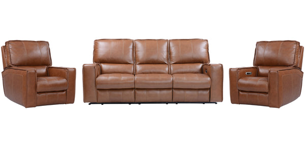 Parker House Rockford - Verona Saddle Power Reclining Sofa And Two Recliners Saddle Top Grain Leather With Match (X) Mroc-311ph-vsa