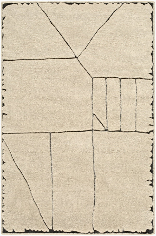 Surya Prive Handwoven Wool Rayon Blend Area Rug Low Pile Minimalist Living Room Floor Accent 6' x 9' Rectangle PIV2300-69