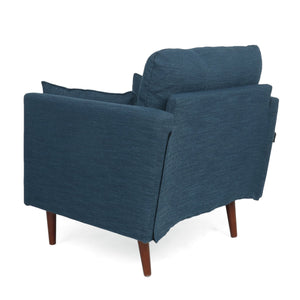English Elm Christopher Knight Home® - CLUB Chair with Plush Fabric Upholstery and Walnut Birch Legs — Stylish Comfortable Accent Seating for Living Rooms Navy Blue 30.75 L x 25.75 W x 21 H 71571.00