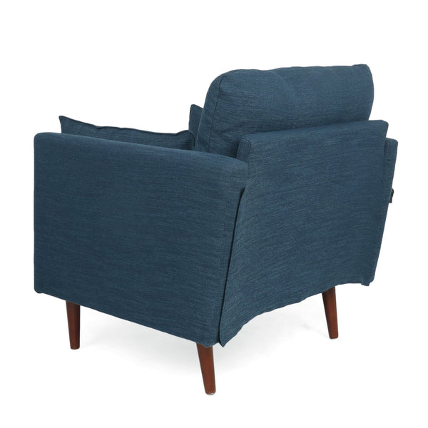 English Elm Christopher Knight Home® - CLUB Chair with Plush Fabric Upholstery and Walnut Birch Legs — Stylish Comfortable Accent Seating for Living Rooms Navy Blue 30.75 L x 25.75 W x 21 H 71571.00