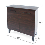 Christopher Knight Home® - Noble House - Wilnona Modern 3-Shelf Walnut Finished Faux Wood Cabinet with Sonoma Oak Interior