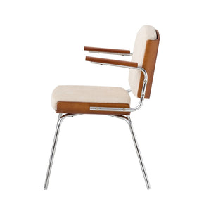 Pasargad Nara Armchair – Elegant Beige Fabric With Natural Plywood Frame For Modern Comfort Beige Metal & Wood Pj-1028