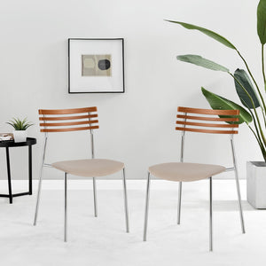 Pasargad Home Saga 2-piece Accent Chair Set – Modern Minimalism In Soft Beige Elegance For Any Space Silver Metal & Wood Pj-1030