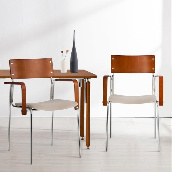 Pasargad Kyoto 2-piece Armchair Set – Elegant Beige & Brown Design For Modern Interiors Beige Metal & Wood Pj-1033-1