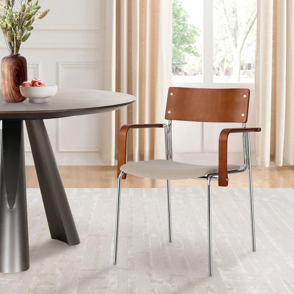 Pasargad Kyoto 2-piece Armchair Set – Elegant Beige & Brown Design For Modern Interiors Beige Metal & Wood Pj-1033-1