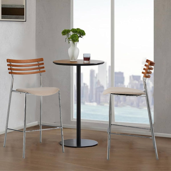 Pasargad Home Saga Bar Stool Set Of 2 – Stylish Beige Fabric For Modern Elegance In Any Room Beige Metal & Wood Pj-2007-65