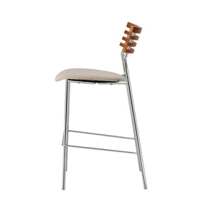 Pasargad Home Saga Bar Stool Set Of 2 – Stylish Beige Fabric For Modern Elegance In Any Room Beige Metal & Wood Pj-2007-65