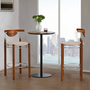Pasargad Nikko Bar Stool Set Of 2 – Minimalist Beige/Brown Design For Stylish Home Accent Beige Metal & Wood Pj-2009