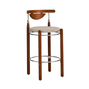 Pasargad Nikko Bar Stool Set Of 2 – Minimalist Beige/Brown Design For Stylish Home Accent Beige Metal & Wood Pj-2009