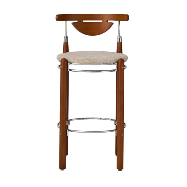 Pasargad Nikko Bar Stool Set Of 2 – Minimalist Beige/Brown Design For Stylish Home Accent Beige Metal & Wood Pj-2009
