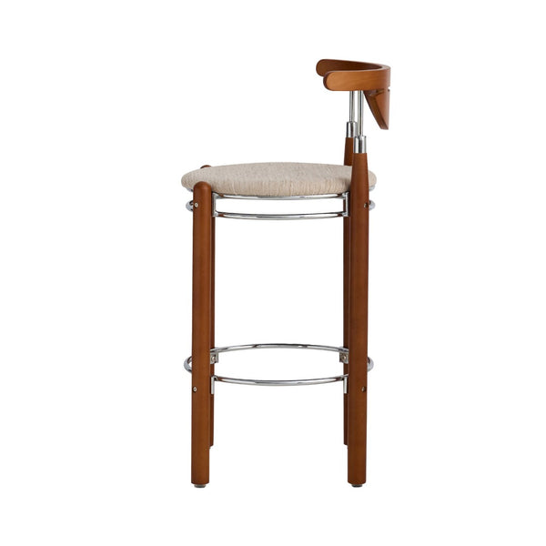 Pasargad Nikko Bar Stool Set Of 2 – Minimalist Beige/Brown Design For Stylish Home Accent Beige Metal & Wood Pj-2009